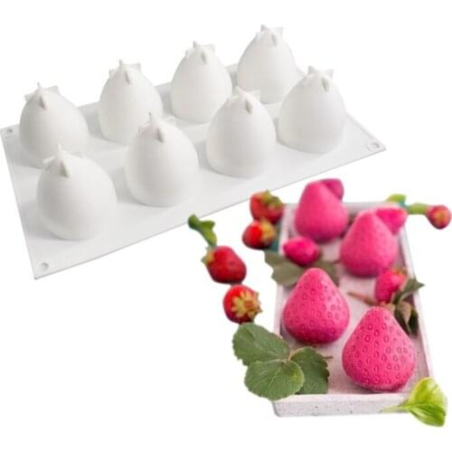8/15 Cavity Strawberry Fondant Mousse Diy Cake Silicone Mold Baking Tools For Chocolate Candy Strawberry Shape Baking Tools
