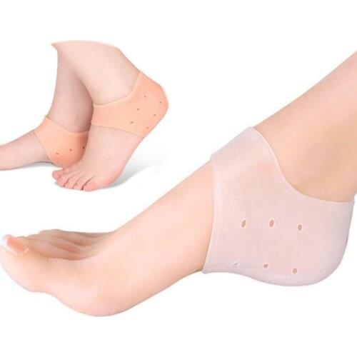 2pcs Silicone Heel Socks Gel Footing Care Pad With Hole Feet Cracked Skin Moisturizing Foot Care Anti Cracking Protective Sleeve