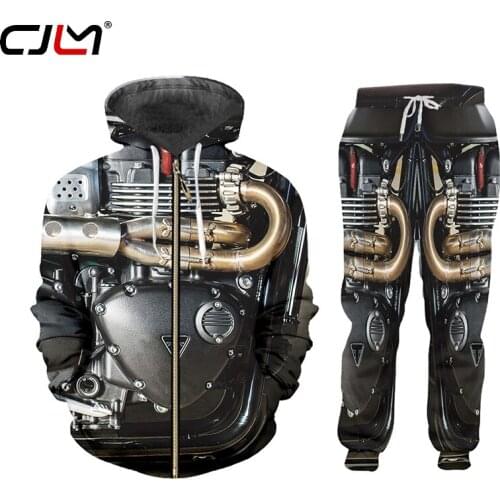 CJLM Harajulu Men 3D Locomotive Engine Print Sweat Suits Sweatshirt+sweatpants Women/men Joggers Sportsuits Oversize Dropship