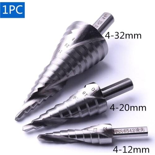 New 1PC HSS Triangle Shank 4-12mm 4-20mm 4-32mm Stepped Drill Spiral Grooved Aluminum Parts Stainless Steel Step Drill Bit