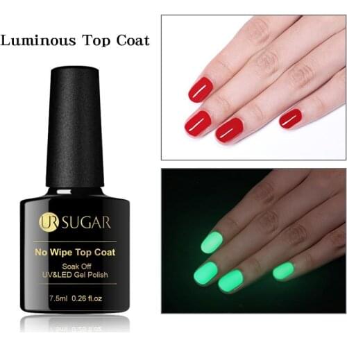 UR SUGAR Luminous Top Coat 7.5ml Gel Nail Polish Soak Off Nail Primers UV LED Lamp Semi Permanent Gel Varnish For Nail Art