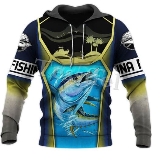Tessffel 3D Printed Beautiful TUNA Fishing Animal New Fashion Mens Sweatshirt Harajuku Funny Fish Zip Hoodies Pullover Style-2