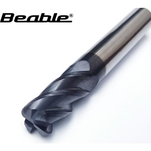 Beable HRC45 4Flutes Long Flute Shank Corner Radius Rounding Solid Carbide Miling Cutter For Steel Or Metal Tools