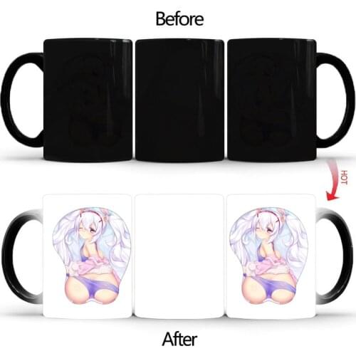 Creative Big ass girl Discoloration mug,Ceramic Discoloration Coffee Tea Milk Mugs Color Changing Cup Novelty Gifts BSKT-097