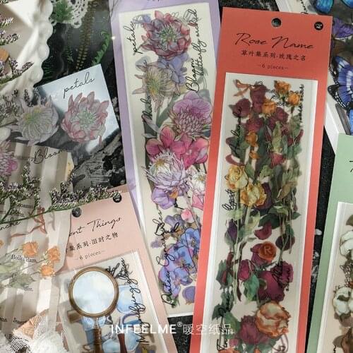 6Sheets/Pack Vintage Butterfly and Flowers Stickers DIY Scrapbooking Diary Bullet Journal Handmade Decorative School Stationery
