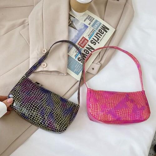 Women PU Leather Handbag Solid Color Small Stone Pattern Shoulder Underarm Bag Popular Simple Female Daily Bag