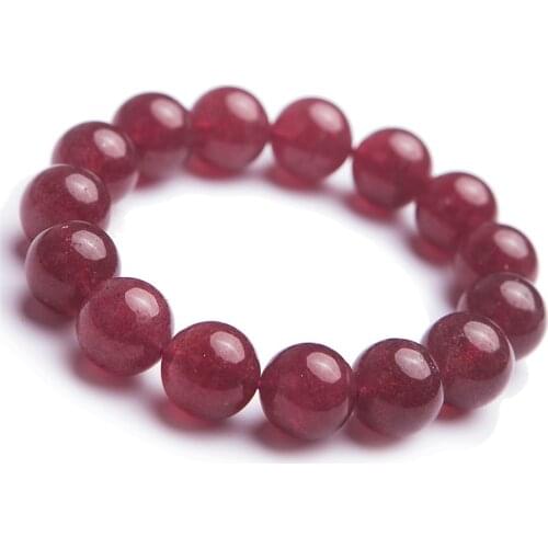 AAA Genuine Natural Red Ice Strawberry Quartz Crystal Stretch Bracelets For Women Femme 15mm Big Transparent Round Bead Bracelet