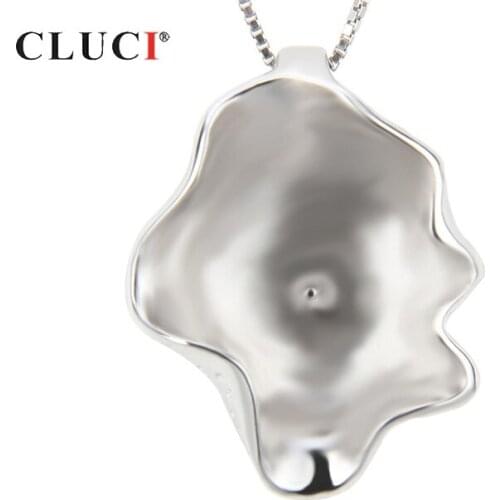 CLUCI 925 Sterling Silver Shell Shaped Pendant for Pearl Mounting Women Silver 925 Jewelry Charms Pendant for Necklace SP015SB