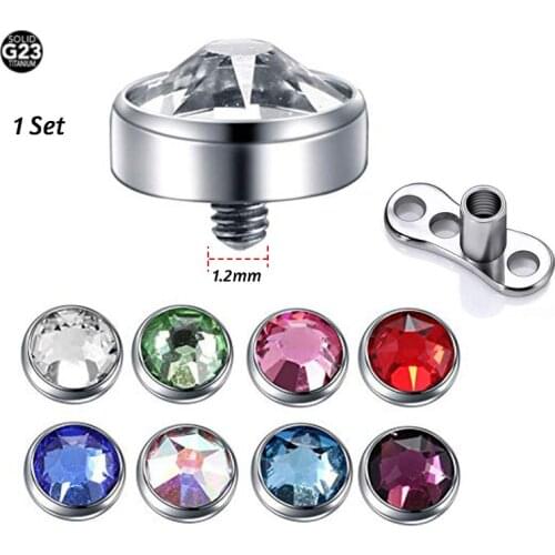 1Set Titanium Dermal Anchor Surface Piercings Top Skin Diver Bases Sexy Body Jewelry Micro Dermal Piercing Set Titanium