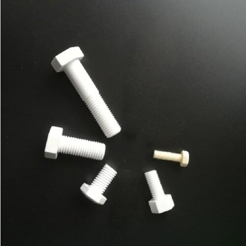 1pcs M6 M8 M10 M12 M14 M16 hex ceramic screws outer hexagon alumina screw Insulation resistant high temperature wear bolts