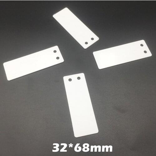 100pcs/Lot 32x68mm 32*68 White PVC Rectangle 2 holes Printer Blank Label Brand Identified Mark Cable Tag