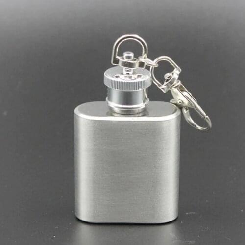 50pcs/lot 1oz 28ML Stainless Steel Mini Hip Flask Portable Outdoor Empty Whisky Bottle With Key Chain Free Shipping ZA4050