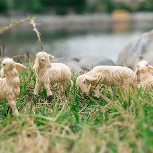 6Pcs Dollhouse Miniature Sheep Figurines Outdoor Kit Garden Ornament Decor