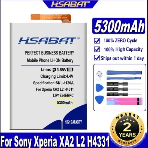 HSABAT LIP1654ERPC 5300mAh Top Capacity Battery for Sony Xperia XA2 L2 H4331 H3311 H4311 Batteries