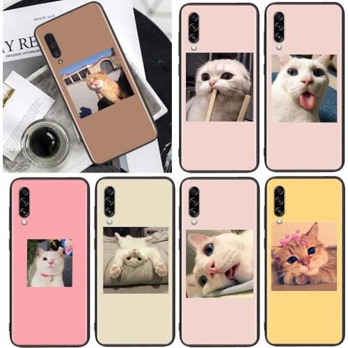 Cute Lovely Cat for Samsung Galaxy A90 A80 A70 A60 A50 A40 M30 A20E A2Core A10S A10E Soft Black Phone Case