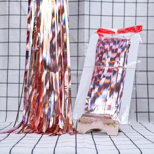 Wedding Decor Colorful Pull Flower Color Strip Streaming Soda Gold Rain Curtain Birthday Party Wedding Background Decor Tools