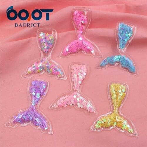 S-19111817,5pcs 5.5*5cm Cartoon Mermaid tail Colored shiny stars Decoration ornament Accessories ,Clothing DIY materials