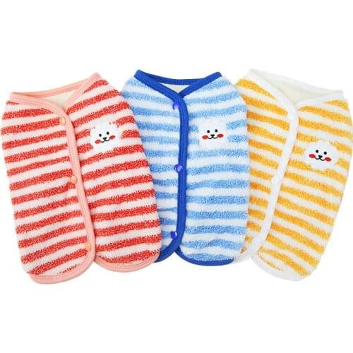 Strips Design Dog Clothes Warm Dog Jacket Soft Cardigan Vest Plush Coat For Small Medium Dogs Yorkie Cat Jacket Pet Costume S-XL