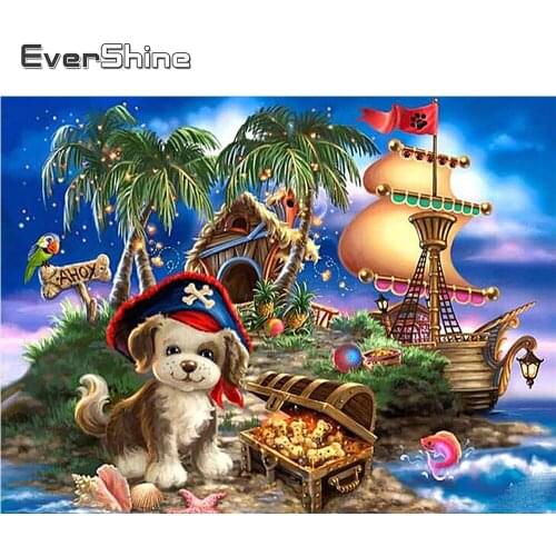 EverShine DIY Diamond Painting Cartoon Picture Of Rhinestones 5D Diamond Embroidery Dog Cross Stitch Kits Hot Sale Home Decor