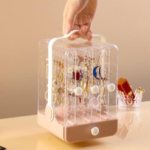 Earring Storage Box Jewelry Display Rack Organizer Jewelry Holder Clear Drawer Storage Necklace Jewelry Display Cabinet Portable