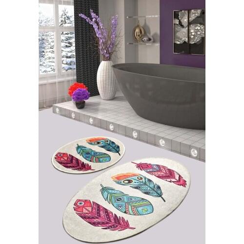 Feather Bathroom Area Rugs Bath Mat Set Toilet Rugs Flannel Anti Slip Shower Carpets Home Toilet Lid Cover Shower Room Rug