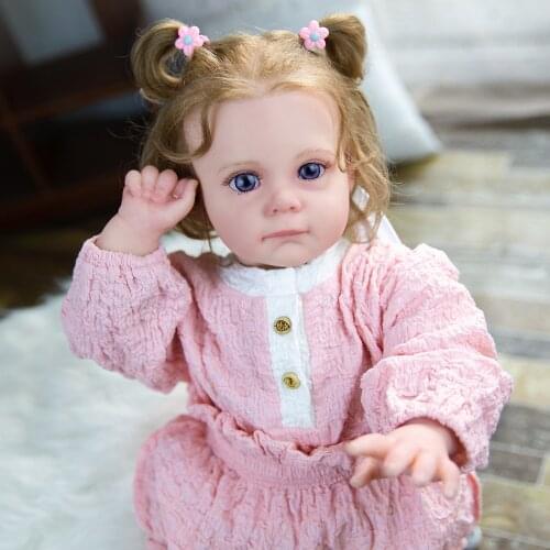 Hoomai 55CM Reborn Toddler Baby Doll Princess with Curls Hair Fashion Dress Lifelike Soft Touch Cuddly Baby Gift