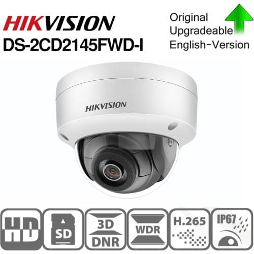 Pre-sale Hikvision DS-2CD2145FWD-I IR Network Dome POE Camera Video Security 4MP 30M IR IP67 IK10 H.265+ SD card slot 10pcs/lot