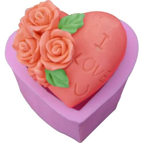 Sweet Love Heart Rose Flower 3D Silicone Mold Fondant Cake Chocolate Mould Molds DIY Baking Gumpaste Tools