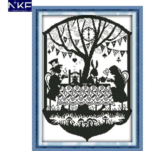 NKF Drink coffee figure style handcraft needlepoint sets Chinese cross stitch Christmas ornaments embroidery kits for sale