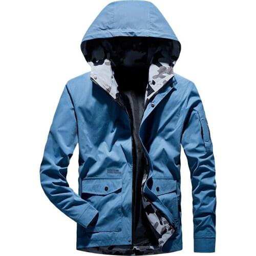 2019 New Arrival autumn fashion jacket for men zipper hooded outwear camouflage patchwork outfit casual blouse tops plus size4XL