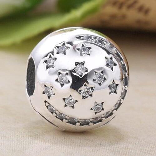 Original Crystal Twinkling Night Star Clip Stopper Bead Fit 925 Sterling Silver Bead Charm Bracelet DIY Jewelry