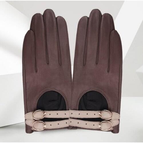 Womens spring autumn hollow out genuine leather gloves ladys natural leather driving glove R3437