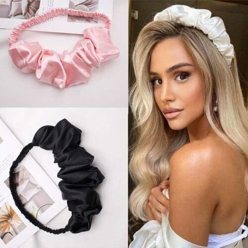 Fashion Slik Ruffle Scrunchy Headband Ladies Vintage Elastic Hair Bands Hair Accessories Cute Girls Hair Tie Bride Headdress