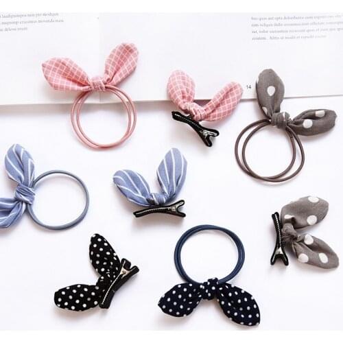 2Pes/lot Childrens super cute rabbit ears hairpin girl hair rope little girl hair bands hair accessories hair clips for women