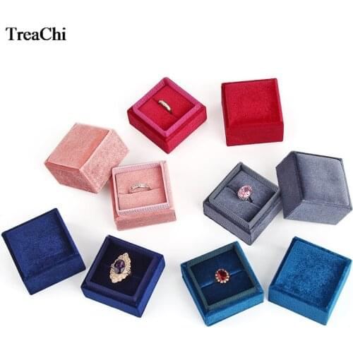 Lovely Mini Fabric Ring Box Elegant Ring Earring Weeding Birthday Jewelery Organizer Storage Gift Box Expositor 5 Colors