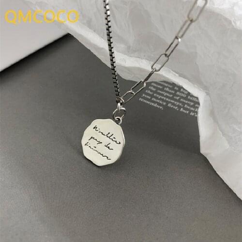 QMCOCO 925 Silver Charm Necklace For Women Fashion Vintage Pendant Clavicle Chain Elegant Woman Jewelry Gift