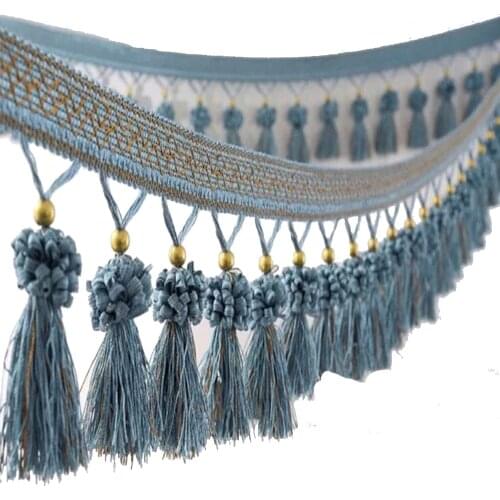 Tassel Fringe Hanging Ball Trim Craft Braided Bead Ribbon Trimming for Curtain Clothing Decorative Sewing Supplies 12 yards