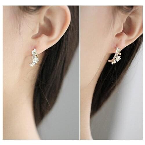925 Sterling Silver Earrings For Women Fashion Romantic Plum Flower Stud Earrings Beautiful Ear Jewelry Brincos Wholesale