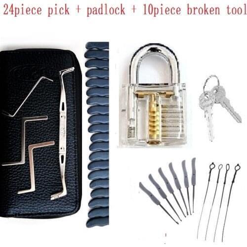 Locksmith Supplies Hand Tools with Practice Lock Pick Set Tension Wrench Broken Key Tool Combination Padlock Hardware