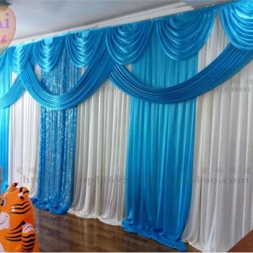 Wedding props decoration curtain blue background wedding drapery wedding decoration wedding stage backdrop 3m*6m