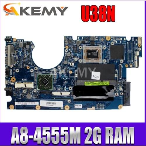 U38N Motherboard For Asus U38 U38N U38DT Ultrathin Notebook Laptop Mainboard Test 100% ok W/ A8-4555M Processor 2GB RAM