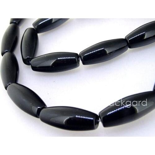 Unique Pearls jewellery Store,25x10mm Black Agae Gemstone Loose Beads Jewelry LC3-0186