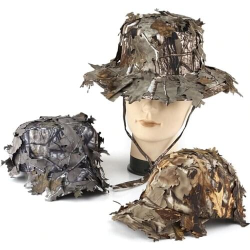 Military Tactical Camouflage Cap with Bionic Leaf Army Hunting Conceal Hat Sniper Hidden Jungle Leaves Hunting Hats