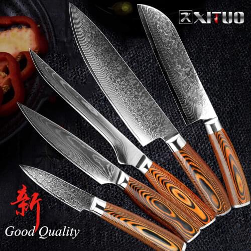 XITUO Japanese Kitchen Knives Damascus VG10 High Carbon Stainless Steel Chef Knife Boning Cleaver Slicing Utility Cooking Knife