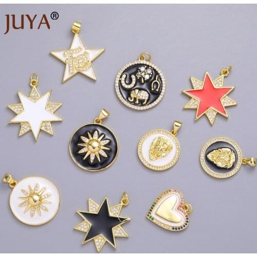 JUYA Jewelry Components Enamel Copper Charms Necklace Pendants for Bracelets Jewelry Making Accessories DIY Craft Supplies