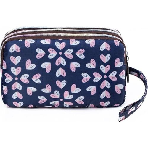 3 Layer Women Long Zipper Wallet Coin Purse Female Fashion Credit Card Holder Mobile Phone Bag Clutch Handbag with Wrist Belt