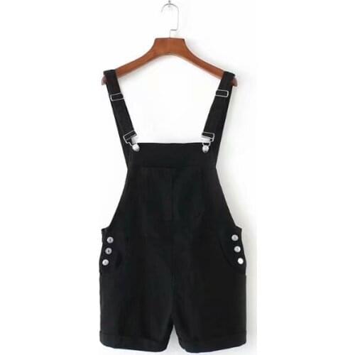 Plus size black women overalls jeans shorts 2018 new fashion summer high waist pockets cuffs ladies Denim trousers 5XL