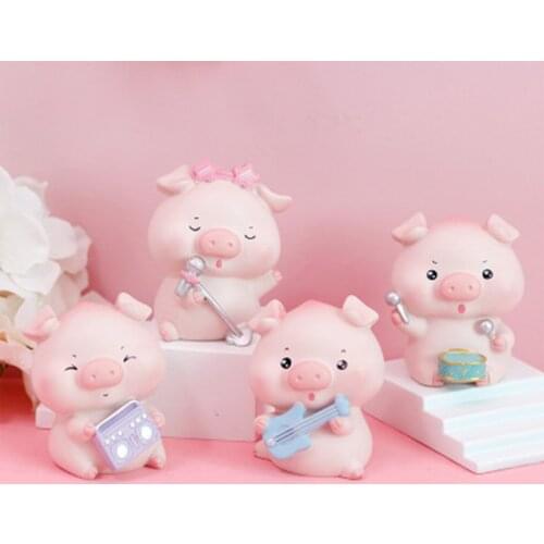 ZOCDOU 1 Piece Cartoon Creative Cute Pig Small Statue Little Figurine Crafts Figure Ornament Miniatures