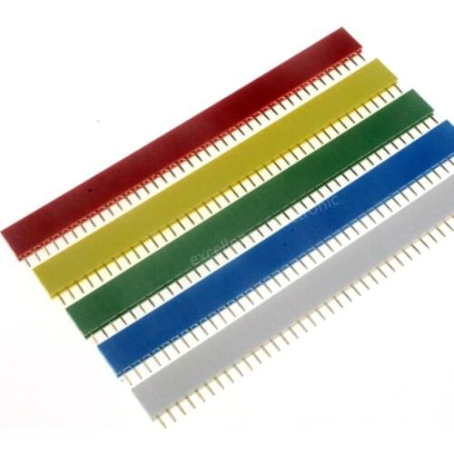 10pcs 2.54MM 40P Single row female Pin socket female Header Connector 40Pin Red Green Blue Yellow White Black