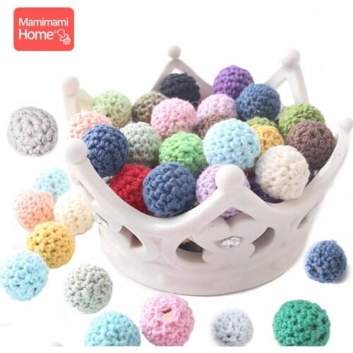 10pcs 20mm Crochet Beads Wooden Teething Making DIY Nursing Barcelet Necklace Wooden Blank Knitting Beads Childrens goods Toys